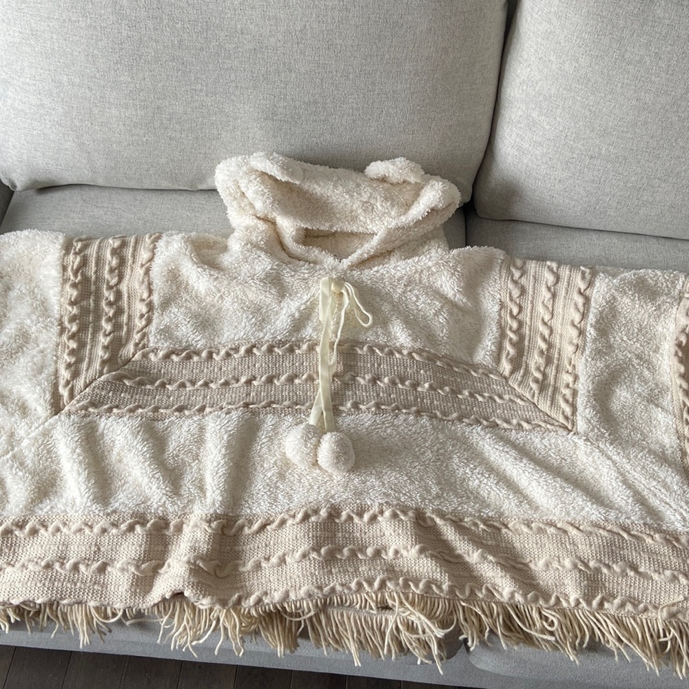 Cream cloak cap poncho